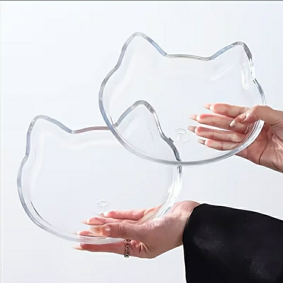 Other - NIB! Set Of 2 Cat-Shaped Glass Plates - Heat Resistant, Microwave Safe